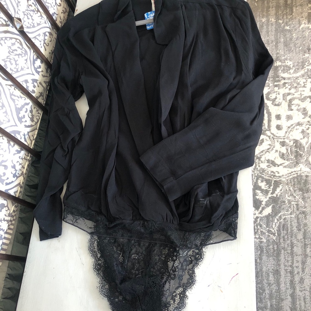 Free People Intimately. black bodysuit blouse NWT
